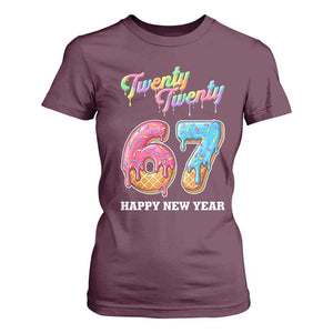 67 Six Seven Meme T Shirt For Women New Year 2026 Ice Cream Drip TS14 Maroon Print Your Wear