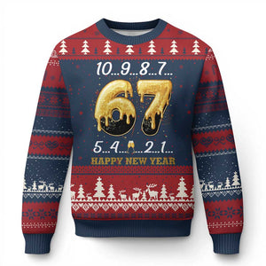 67 Six Seven Meme Ugly Christmas Sweater Happy New Year 2026 TS14 Navy Red Print Your Wear