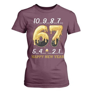67 Six Seven Meme T Shirt For Women Happy New Year 2026 TS14 Maroon Print Your Wear
