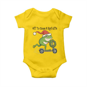 Off To Cause A Kerfuffle Baby Onesie Funny Frog Christmas Meme Weirdcore - Print Your Wear