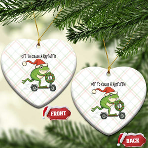 Off To Cause A Kerfuffle Ceramic Ornament Funny Frog Christmas Meme Weirdcore TS14 Print Your Wear
