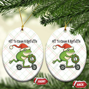 Off To Cause A Kerfuffle Ceramic Ornament Funny Frog Christmas Meme Weirdcore TS14 Print Your Wear