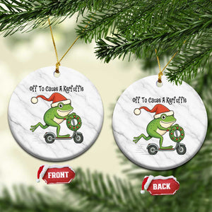 Off To Cause A Kerfuffle Ceramic Ornament Funny Frog Christmas Meme Weirdcore TS14 1pc White Marble Print Your Wear