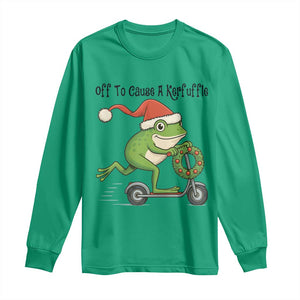 Off To Cause A Kerfuffle Long Sleeve Shirt Funny Frog Christmas Meme Weirdcore TS14 Irish Green Print Your Wear