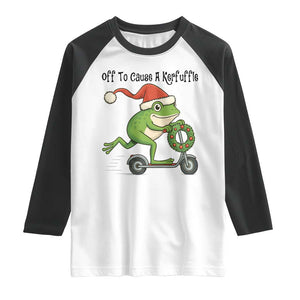 Off To Cause A Kerfuffle Raglan Shirt Funny Frog Christmas Meme Weirdcore TS14 White Black Print Your Wear