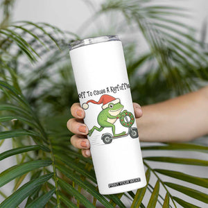 Off To Cause A Kerfuffle Skinny Tumbler Funny Frog Christmas Meme Weirdcore TS14 Print Your Wear