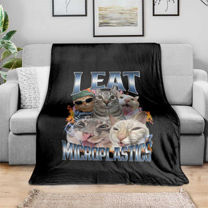 Funny Cat Meme Throw Blanket I Eat Microplastics TS14 Print Your Wear