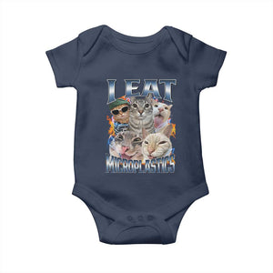Funny Cat Meme Baby Onesie - I Eat Microplastics Humor Baby Bodysuit TS14 Navy Print Your Wear
