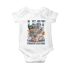 Funny Cat Meme Baby Onesie - I Eat Microplastics Humor Baby Bodysuit TS14 White Print Your Wear
