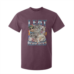 Funny Cat Meme T Shirt For Kid I Eat Microplastics TS14 Maroon Print Your Wear