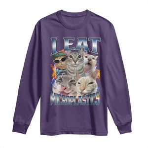 Funny Cat Meme Long Sleeve Shirt I Eat Microplastics TS14 Purple Print Your Wear