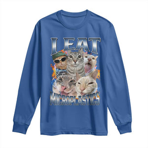 Funny Cat Meme Long Sleeve Shirt I Eat Microplastics TS14 Royal Blue Print Your Wear