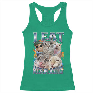 Funny Cat Meme Racerback Tank Top I Eat Microplastics TS14 Irish Green Print Your Wear