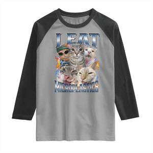 Funny Cat Meme Raglan Shirt I Eat Microplastics TS14 Sport Gray Black Print Your Wear