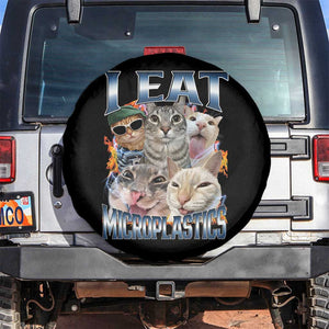 Funny Cat Meme Spare Tire Cover I Eat Microplastics TS14 No hole Black Print Your Wear