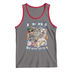 Funny Cat Meme Tank Top I Eat Microplastics TS14 Deep Heather Red Print Your Wear