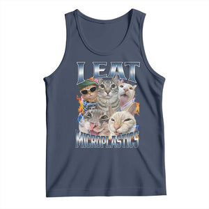 Funny Cat Meme Tank Top I Eat Microplastics TS14 Navy Print Your Wear