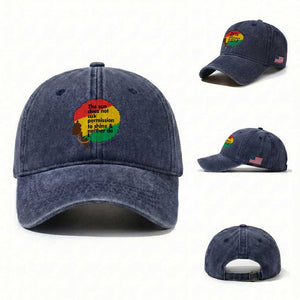 Black Woman Empowerment Washed Cotton Baseball Cap The Sun Does Not Ask Permission To Shine TS14 Washed Cap Universal Fit Navy Print Your Wear