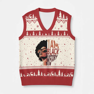 I Am Black History V-Neck Knit Sweater Vest African American Pride TS14 Beige Red Print Your Wear
