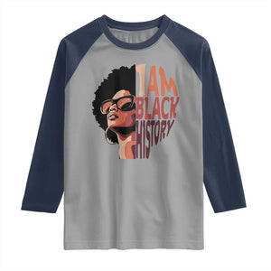 I Am Black History Raglan Shirt African American Pride TS14 Sport Gray Navy Print Your Wear
