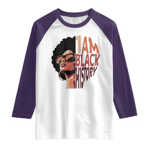 I Am Black History Raglan Shirt African American Pride TS14 White Purple Print Your Wear