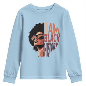 I Am Black History Youth Sweatshirt African American Pride TS14 Light Blue Print Your Wear