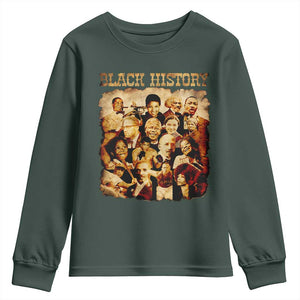 Black History Month Youth Sweatshirt African American Pride TS14 Dark Forest Green Print Your Wear
