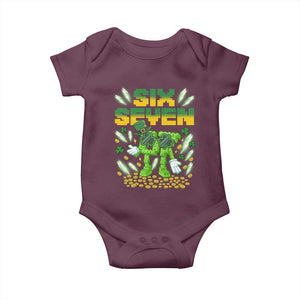 67 Italian Brainrot St Patricks Day Baby Onesie Funny Six Seven Leprechaun Playing Baseball Meme TS14 Maroon Print Your Wear