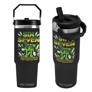 67 Italian Brainrot St Patricks Day Flip Straw Tumbler Funny Six Seven Leprechaun Playing Baseball Meme TS14 One Size: 30 oz Black Print Your Wear