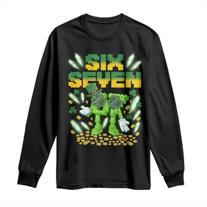 67 Italian Brainrot St Patricks Day Long Sleeve Shirt Funny Six Seven Leprechaun Playing Baseball Meme TS14 Black Print Your Wear