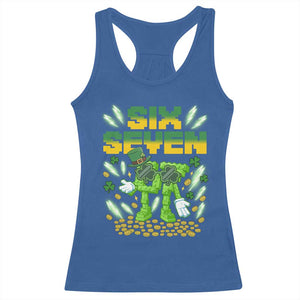 67 Italian Brainrot St Patricks Day Racerback Tank Top Funny Six Seven Leprechaun Playing Baseball Meme TS14 Royal Blue Print Your Wear