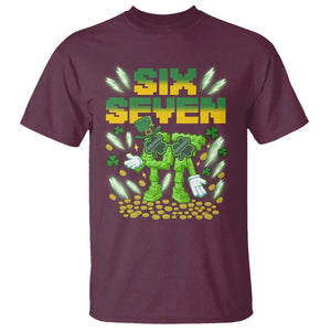 67 Italian Brainrot St Patricks Day T Shirt Funny Six Seven Leprechaun Playing Baseball Meme TS14 Maroon Print Your Wear