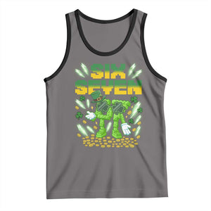 67 Italian Brainrot St Patricks Day Tank Top Funny Six Seven Leprechaun Playing Baseball Meme TS14 Deep Heather Black Print Your Wear