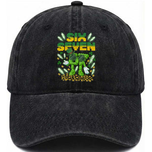 67 Italian Brainrot St Patricks Day Washed Cotton Baseball Cap Funny Six Seven Leprechaun Playing Baseball Meme TS14 Washed Cap Universal Fit Black Print Your Wear
