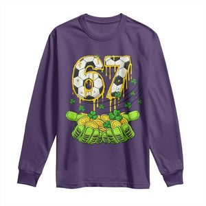 67 Soccer St Patricks Day Long Sleeve Shirt Funny Six Seven Gen Alpha Meme Drip TS14 Purple Print Your Wear