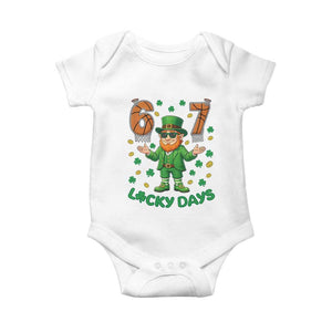 67 Basketball St Patricks Day Baby Onesie Funny Six Seven Leprechaun Meme TS14 White Print Your Wear