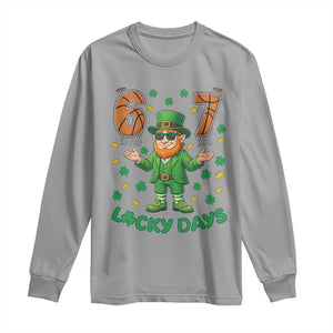 67 Basketball St Patricks Day Long Sleeve Shirt Funny Six Seven Leprechaun Meme TS14 Sport Gray Print Your Wear