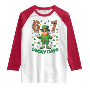 67 Basketball St Patricks Day Raglan Shirt Funny Six Seven Leprechaun Meme TS14 White Red Print Your Wear