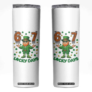 67 Basketball St Patricks Day Skinny Tumbler Funny Six Seven Leprechaun Meme TS14 White Print Your Wear