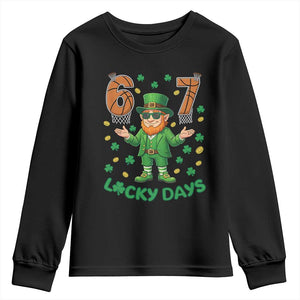 67 Basketball St Patricks Day Youth Sweatshirt Funny Six Seven Leprechaun Meme TS14 Black Print Your Wear