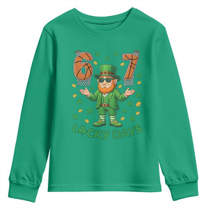 67 Basketball St Patricks Day Youth Sweatshirt Funny Six Seven Leprechaun Meme TS14 Irish Green Print Your Wear