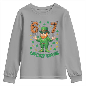 67 Basketball St Patricks Day Youth Sweatshirt Funny Six Seven Leprechaun Meme TS14 Sport Gray Print Your Wear