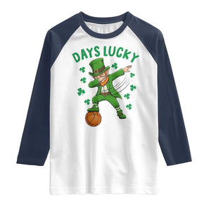 Funny Dabbing Leprechaun St Patricks Day Raglan Shirt Days Lucky TS14 White Navy Print Your Wear