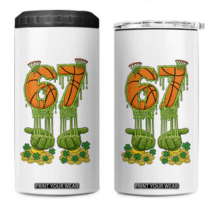 67 Basketball St Patricks Day 4 in 1 Can Cooler Tumbler Funny Six Seven Gen Alpha Meme Drip TS14 One Size: 16 oz White Print Your Wear