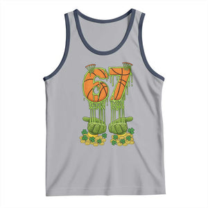 67 Basketball St Patricks Day Tank Top Funny Six Seven Gen Alpha Meme Drip TS14 Athletic Heather Navy Print Your Wear