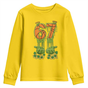 67 Basketball St Patricks Day Youth Sweatshirt Funny Six Seven Gen Alpha Meme Drip TS14 Daisy Print Your Wear