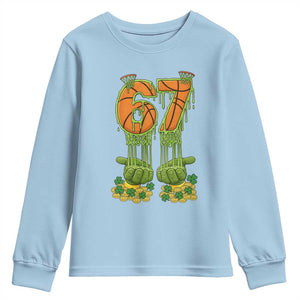 67 Basketball St Patricks Day Youth Sweatshirt Funny Six Seven Gen Alpha Meme Drip TS14 Light Blue Print Your Wear