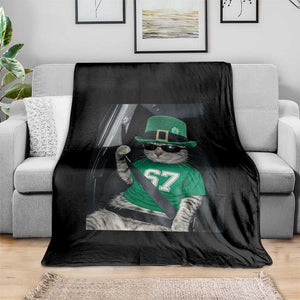67 Cat St Patricks Day Throw Blanket Funny Cat Driver Leprechaun Meme TS14 Print Your Wear