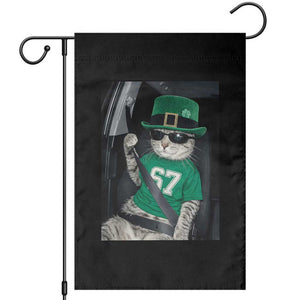 67 Cat St Patricks Day Garden Flag Funny Cat Driver Leprechaun Meme TS14 Black Print Your Wear