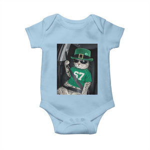 67 Cat St Patricks Day Baby Onesie Funny Cat Driver Leprechaun Meme TS14 Light Blue Print Your Wear